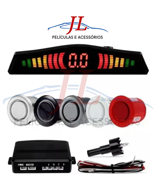 Sensor Estac Tras 4 pontos 18mm Branco, Preto, Prata e Vermelho