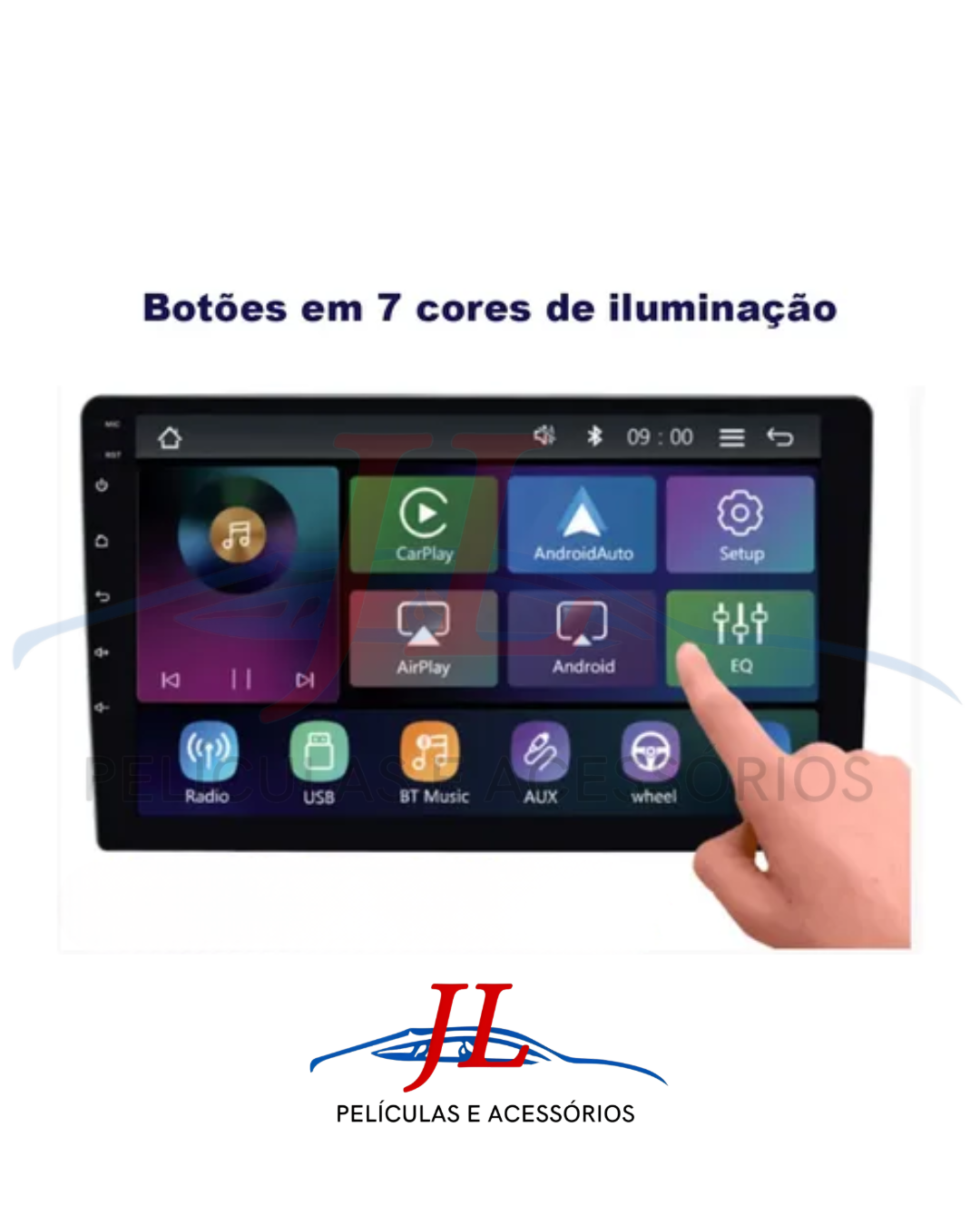 MULTIMIDIA MP5 9" | RS9200 CARPLAY | ANDROID AUTO S/ FIO + CÂMERA DE RÉ BORBOLETA