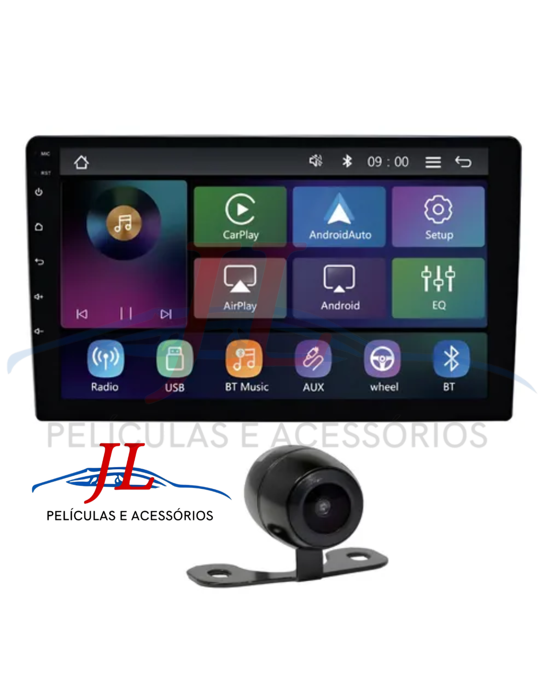 MULTIMIDIA MP5 9" | RS9200 CARPLAY | ANDROID AUTO S/ FIO + CÂMERA DE RÉ BORBOLETA
