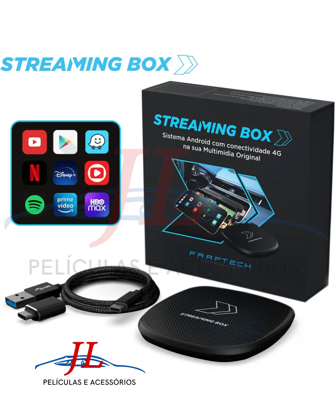 Streaming Box FAAF Tech | Octacore 4GB 64GB ANDROID 13 | para carro com Carplay
