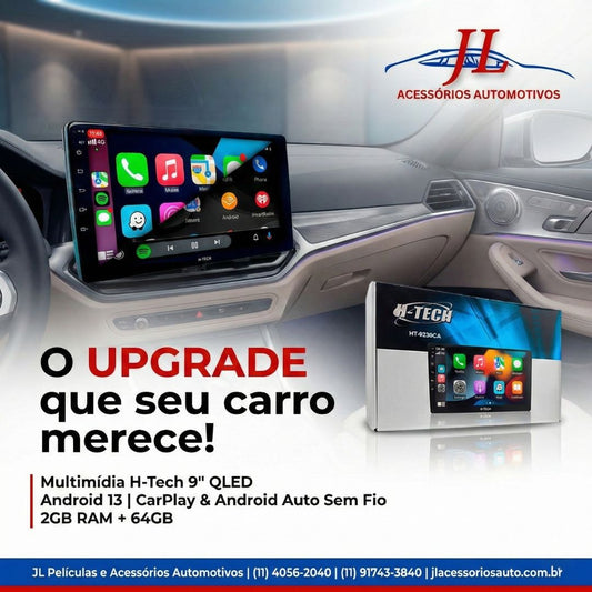 Central Multimídia H-Tech 9" | Câmera de ré | Integração Total e Segurança